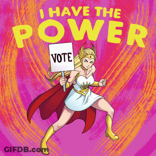 She Ra Is Holding A Sign That Says Vote On It GIF