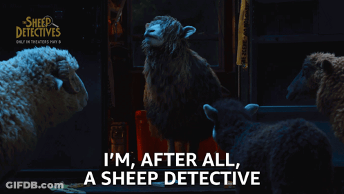 Sheep Detectives Movie Poster Two Sheep GIF