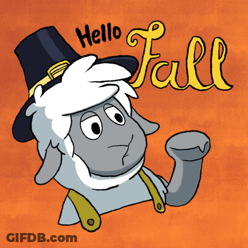 Sheep In Pilgrim Hat Says Hello Fall GIF