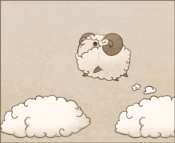 Sheep Jumping Clouds GIF
