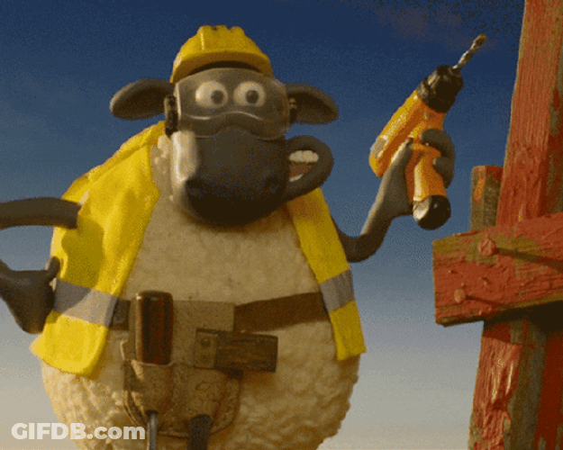 Sheep's Epic Fail Construction Repair GIF