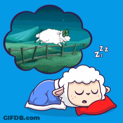 Sheep Sleeping With Dollar Sign On Head GIF