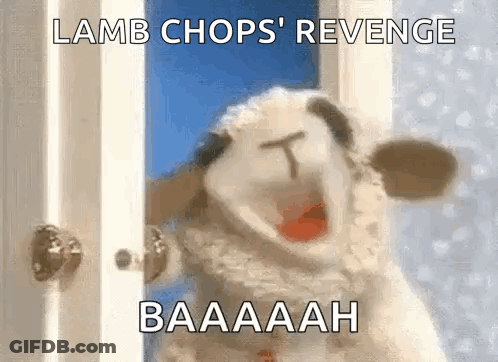 Sheep With Mouth Open Saying Lamb Chops Revenge Baaaah GIF
