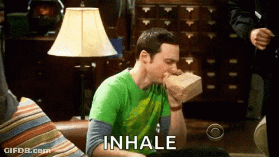 Sheldon Freak Out Inhale GIF