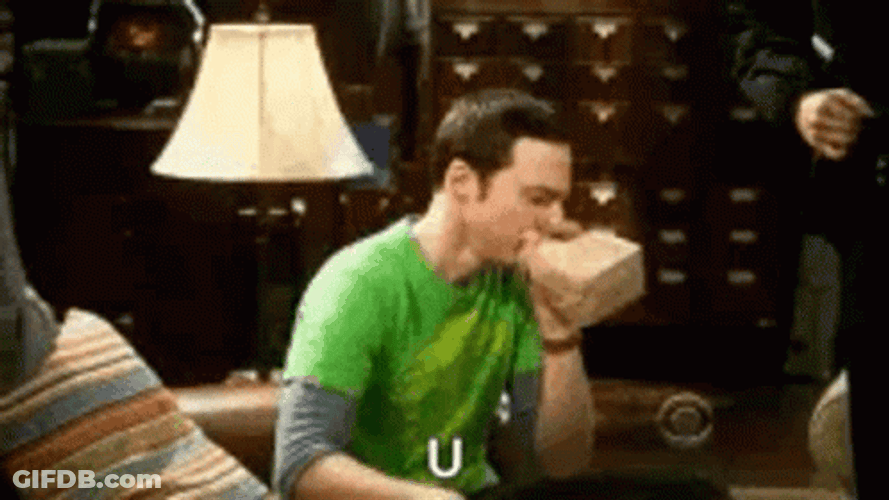 Sheldon Hyperventilating GIF