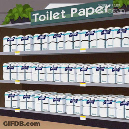 Shelf Full Of Toilet Paper With Sign Saying Toilet Paper GIF