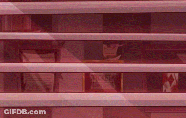 Shelf With Picture Saying Seks GIF