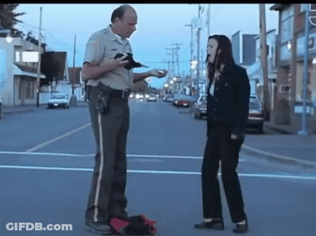 Sheriff Talking To Woman On Street GIF