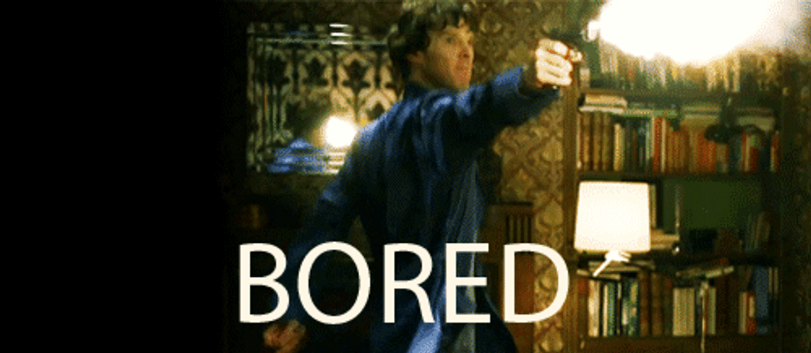 Sherlock Holmes Bored Firing Gun GIF