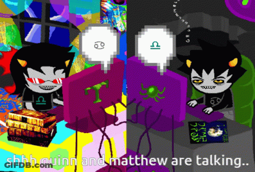 Shhh Quinn And Matthew Talking On Colorful Screen GIF