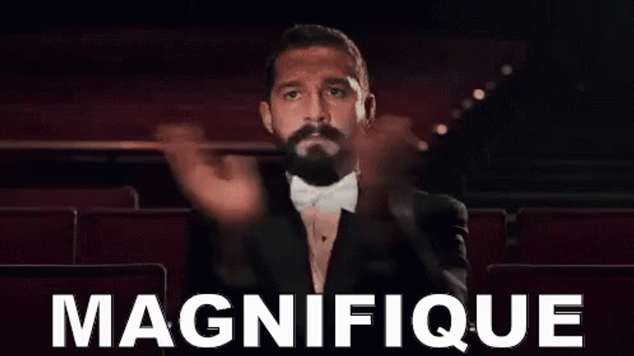 Shia Labeouf Clapping Saying Magnifique GIF