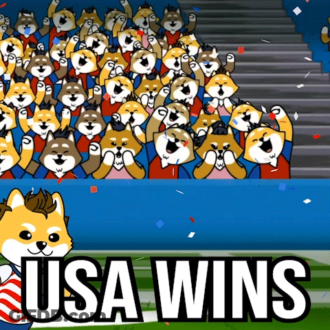 Shiba Inu Dogs Cheering USA Wins GIF
