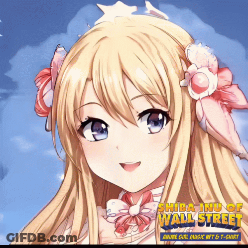 Shiba Inu Wall Street Anime Girl Music NFT T-Shirt GIF