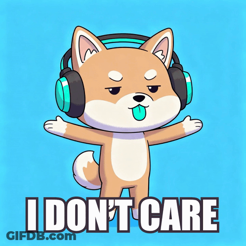 Shiba Inu Wearing Headphones Says I Don't Care GIF