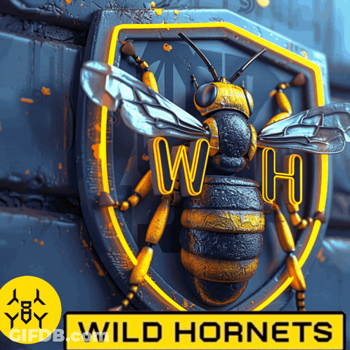 Shield With Bee Saying Wild Hornets GIF