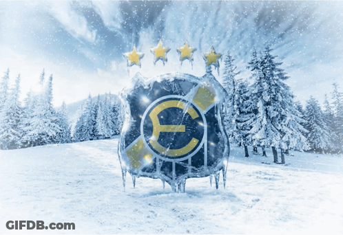 Shield With Letter E Covered In Snow GIF