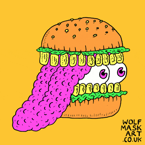 Shifty Eyes Animated Burger Digital Art GIF