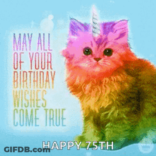 Shimmering Rainbow Cat Birthday Greeting GIF