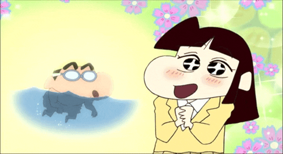 Shin Chan And Ai Suotome Talking GIF