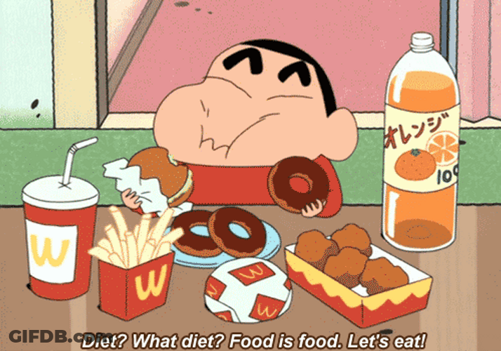Shin Chan Junk Foods Mukbang GIF