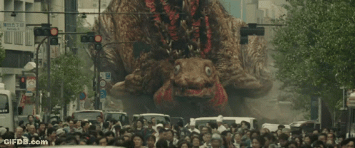 Shin Godzilla Attacking The Crowd GIF