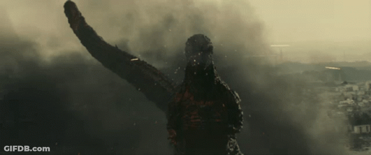 Shin Godzilla Taking Gunfire Attacks GIF