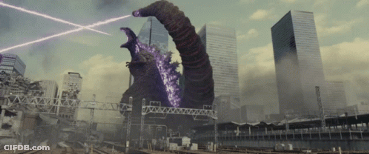 Shin Godzilla Wreaking Havoc In City GIF