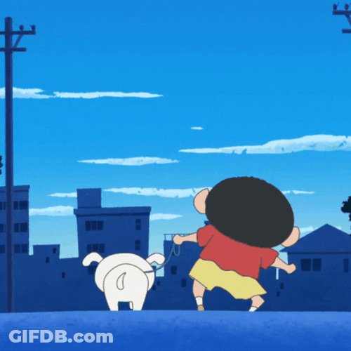 Shinchan Night Walking Dog GIF