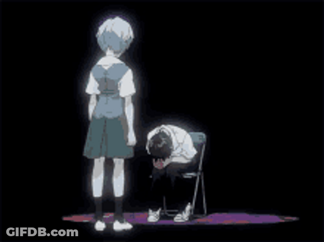 Shinji Ikari Crying To Rei Ayanami Sad Scene Evangelion GIF