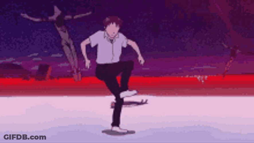 Shinji Ikari Dancing No Face Skipping Evangelion GIF
