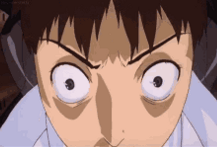 Shinji Ikari Evangelion Freaking Out Mad Crazy Face GIF