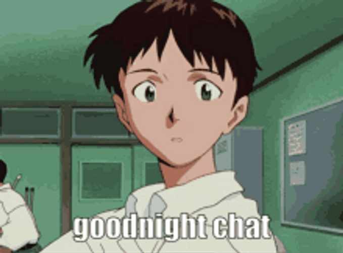 Shinji Ikari Evangelion Good Night Chat Broom Smack GIF