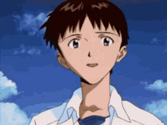 Shinji Ikari Evangelion Happy Thank You Smiling GIF