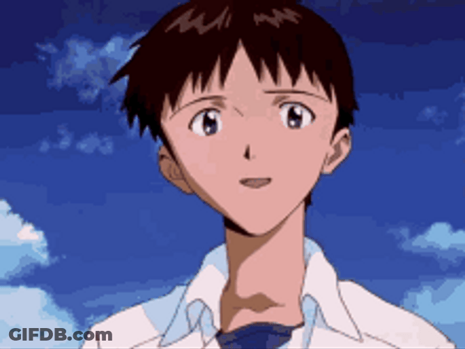 Shinji Ikari Evangelion Laughing Smiling Blue Skies Wholesome GIF