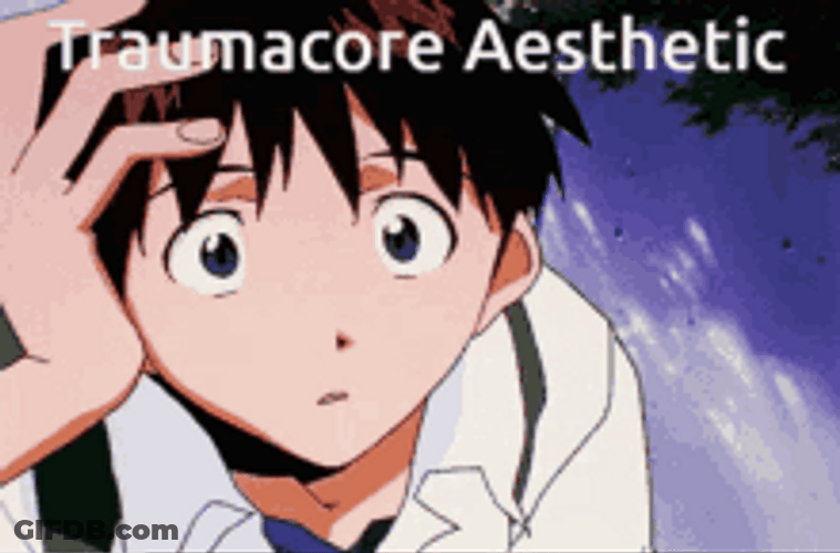 Shinji Ikari Evangelion Shocked Traumacore Aesthetic GIF