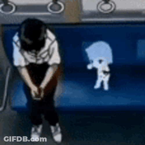 Shinji Ikari Evangelion Train Ride Hologram Alone GIF