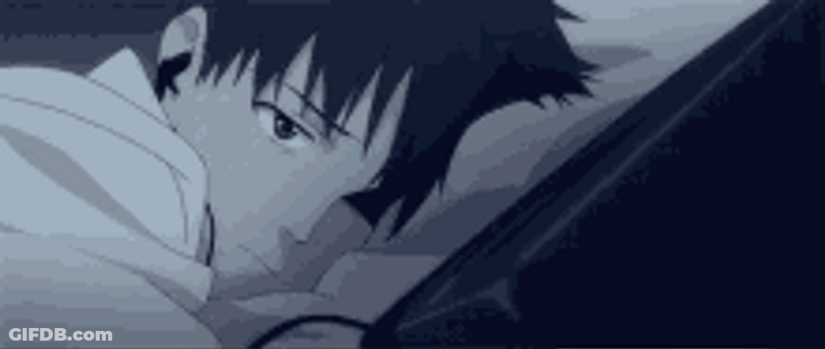Shinji Ikari Sad Listening To Music Bed Evangelion GIF