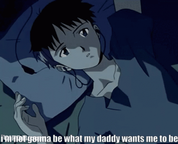 Shinji Thinking Lying Down On Bed GIF