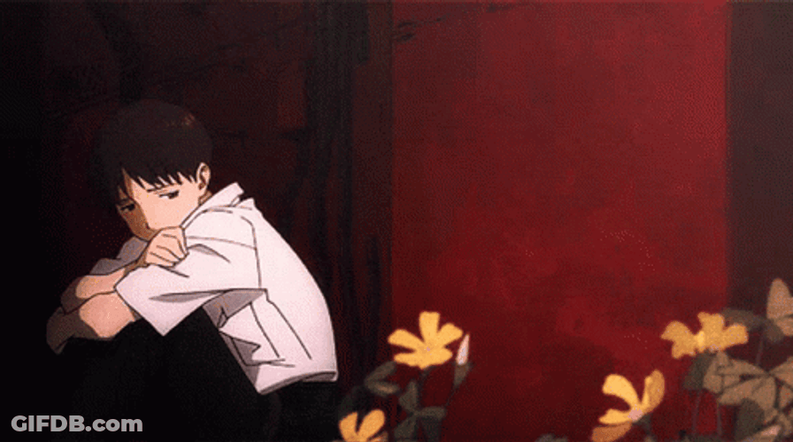 Shinji Watching Flowers GIF