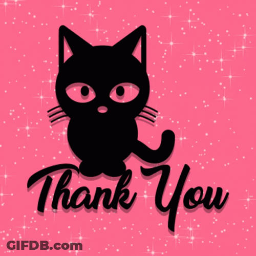 Shinny Cute Black Cat Thank You Clipart GIF