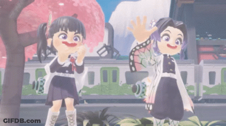 Shinobu & Kanao Chibi Greetings GIF