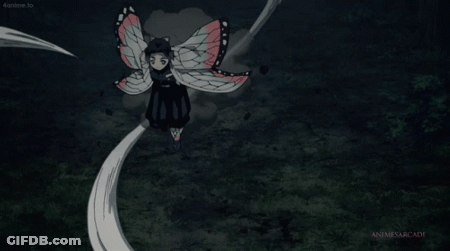 Shinobu Kocho Dodging Hair Attacks GIF