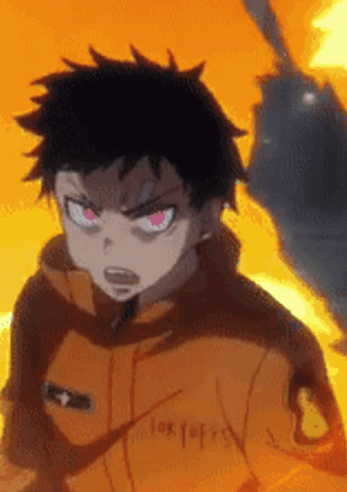 Shinra Fiery Red Eyes Flaming Background GIF