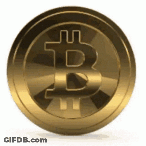 Shiny Gold Bitcoin Spinning Slowly GIF