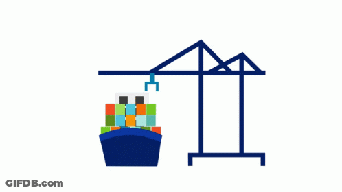 Ship Being Loaded With Containers GIF