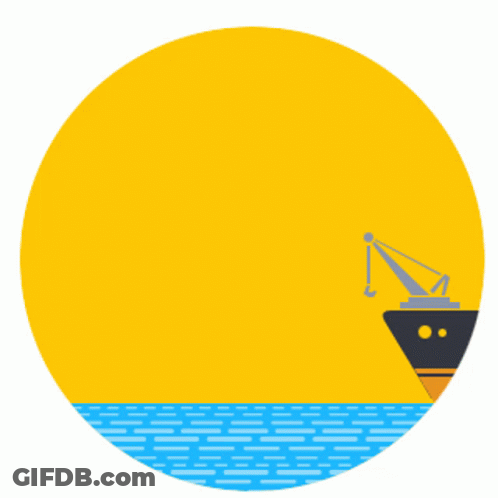 Ship In Ocean With Crane On Side GIF