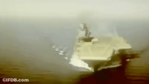 Ship In Water With Smoke GIF