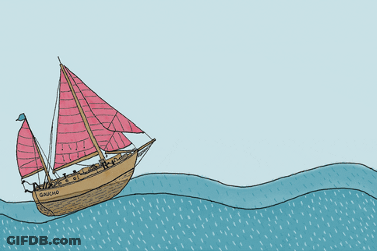 Ship Sailing In Blue Sea GIF