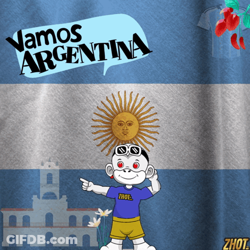 Shirt Saying Vamos Argentina With Monkey Pointing GIF