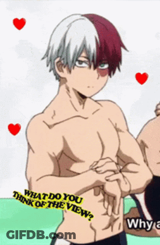 Shirtless Anime Character Saying What Do You Think Of The View GIF